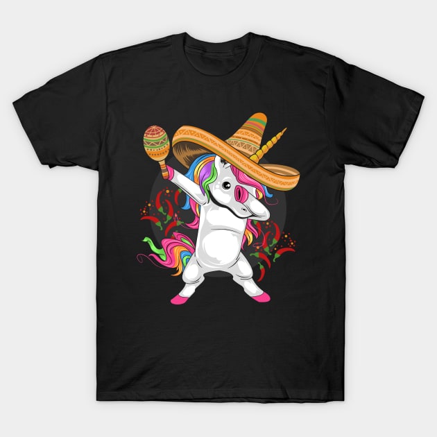 Unicorn Mexican Hat Cinco De Mayo T-Shirt by Raja2021